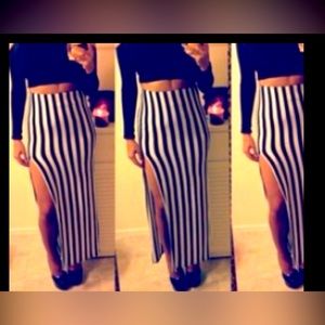Black and White striped Skirt